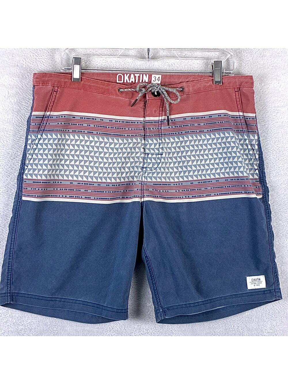 Katin Board Shorts Mens 34 Blue Red Colorblock Preppy Beach Surf Pool Huckberry
